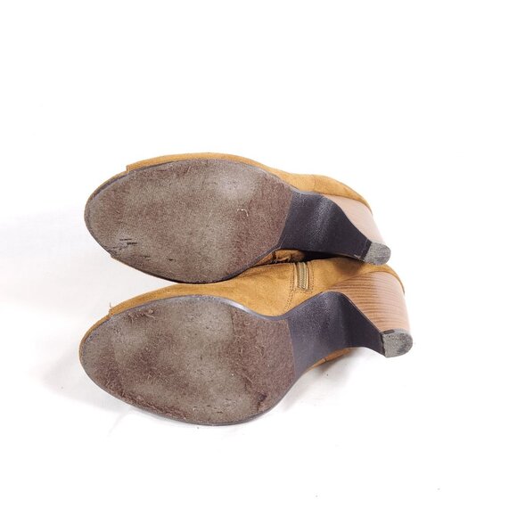 etc! Women's Size 10 Peep Toe Ankle Booties Brown Faux Suede - Picture 7 of 7